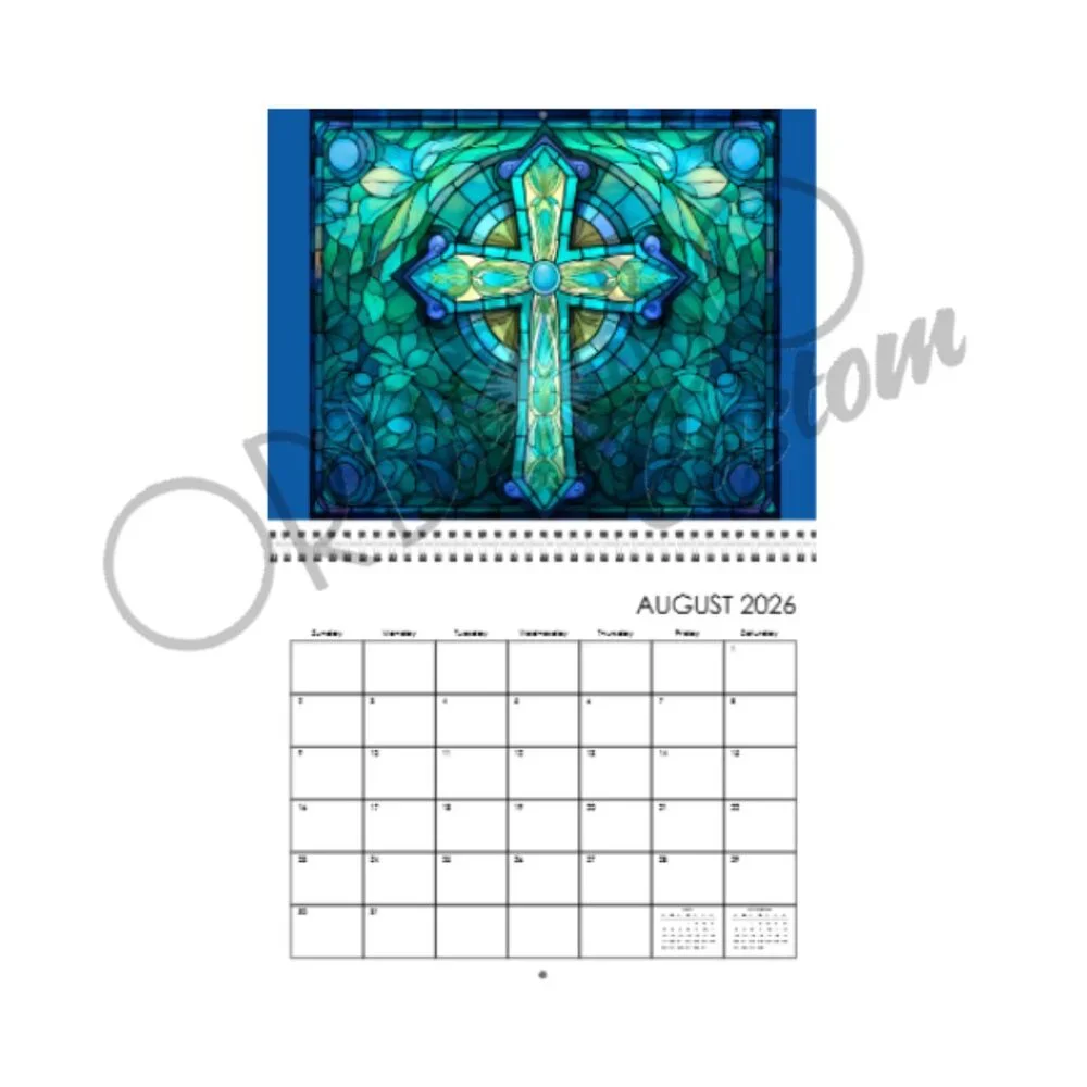 2026 Custom Christian Stain Glass Wall Calendar